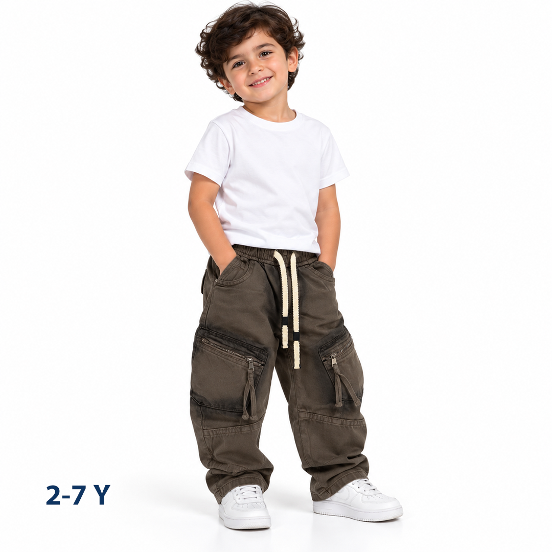 Wide-Leg Zipper Denim Pants