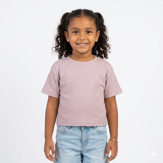 Pink girls' T-shirt from Fox Kids featuring a playful design, made from soft, comfortable fabric for everyday wear.