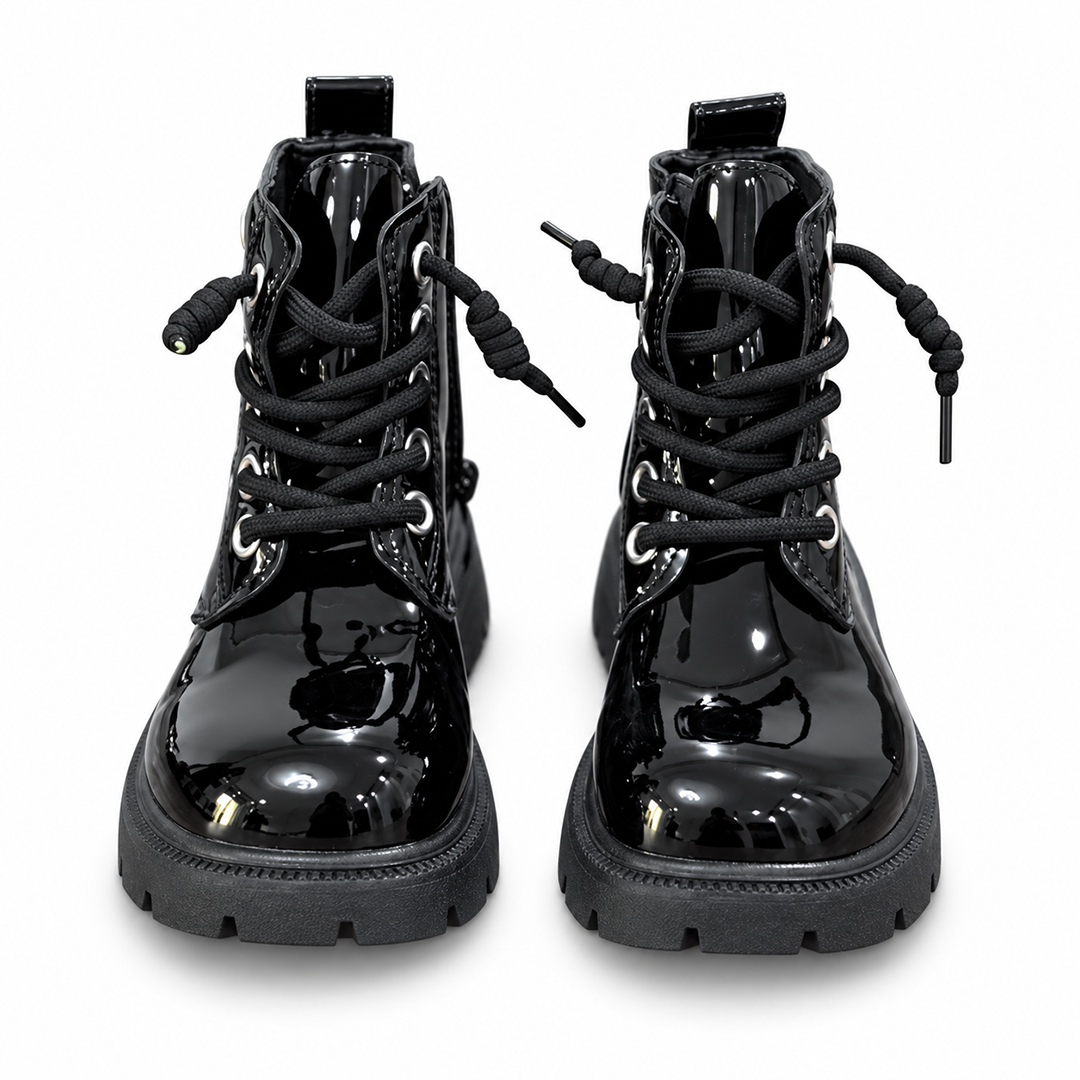 Girls' Patent Lace-Up Boots