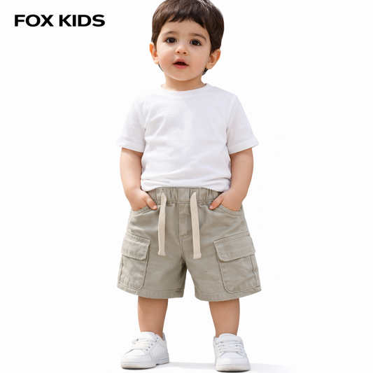 Baby gabardine shorts by Fox Kids, featuring comfortable fabric and adjustable waist for a stylish, practical children’s clothing option.