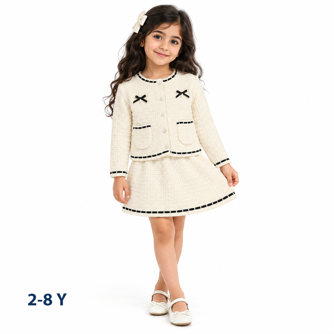 Girls knit sweater and skirt set