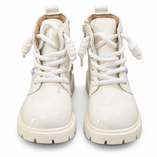 Girls' Patent Lace-Up Boots