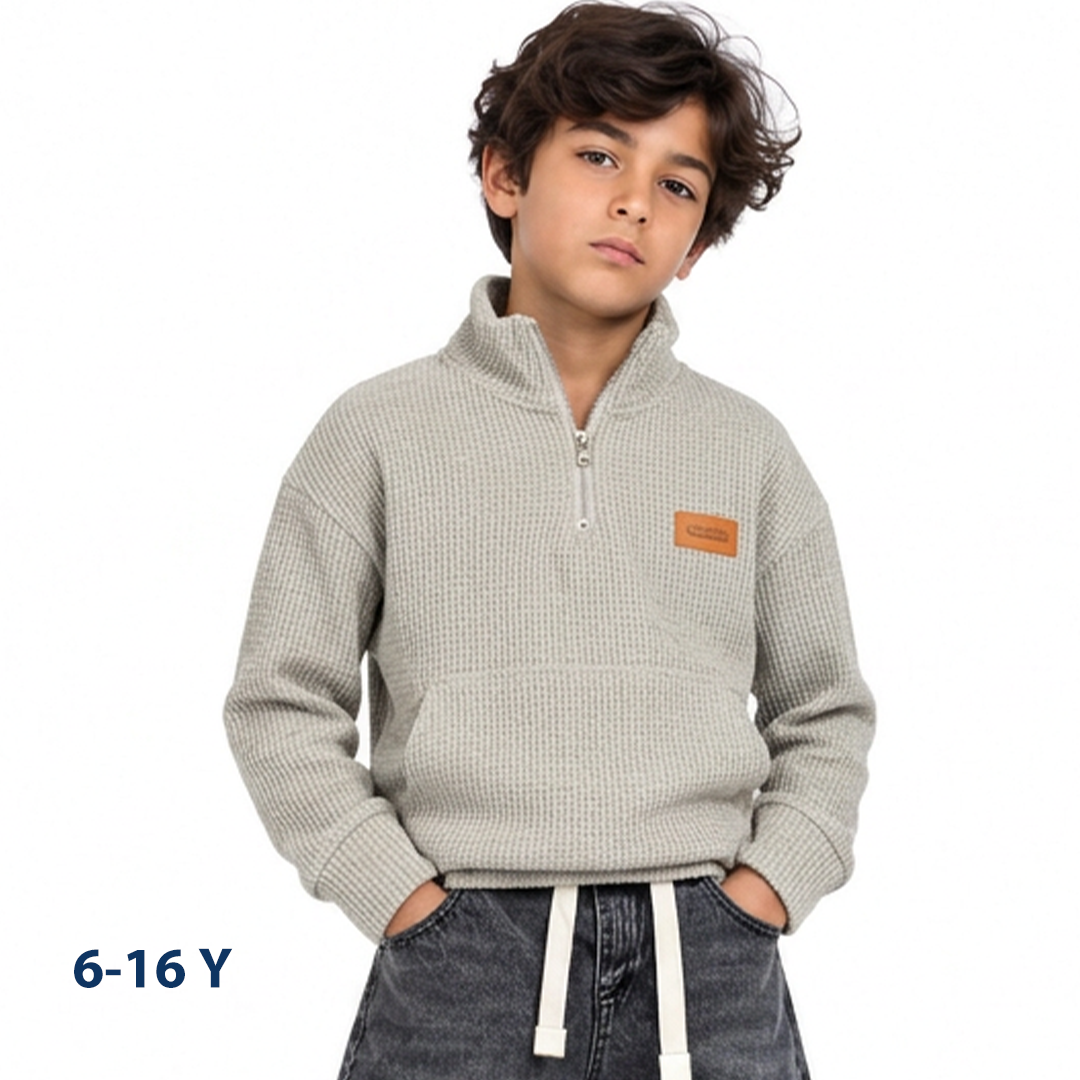 Boys Half-Zip Waffle Knit Sweater