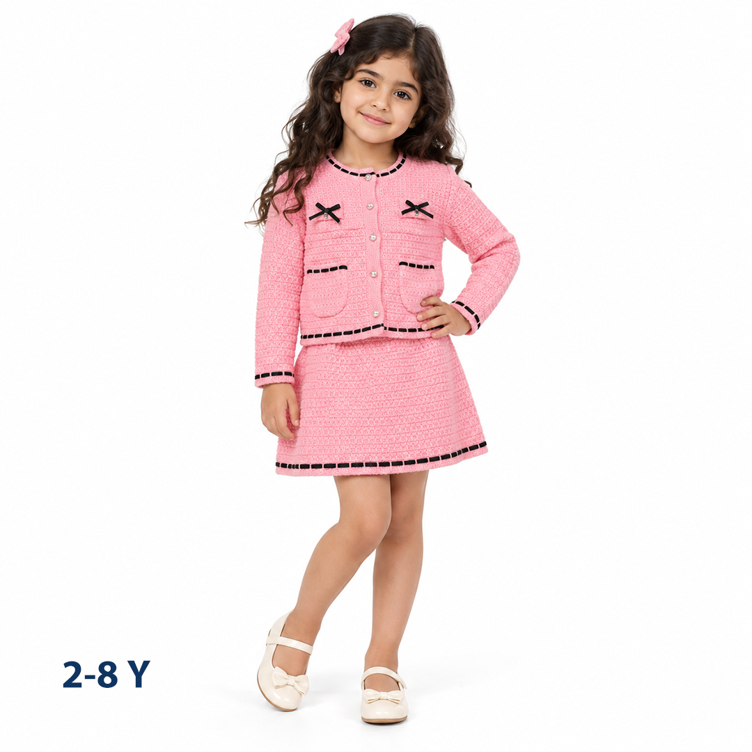 Girls knit sweater and skirt set