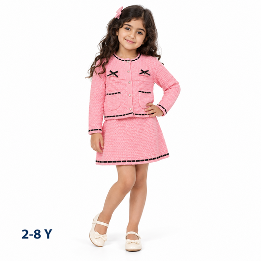 Girls knit sweater and skirt set