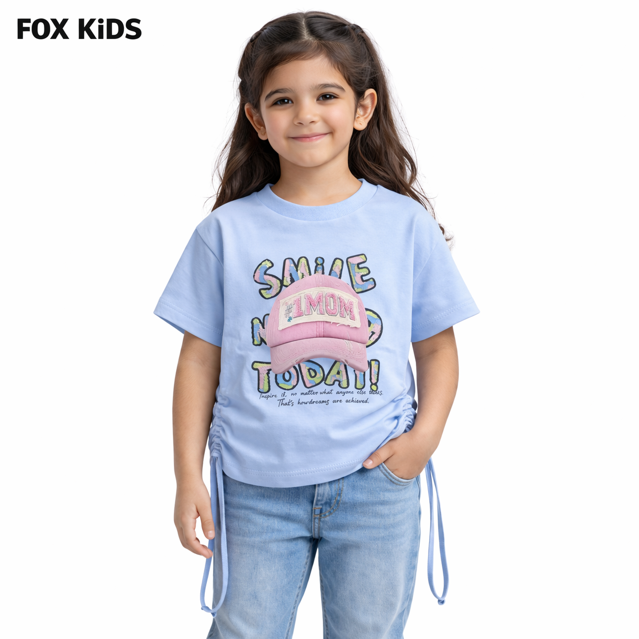 Pink girls' T-shirt from Fox Kids with playful print, soft fabric, and comfortable fit for casual wear.
