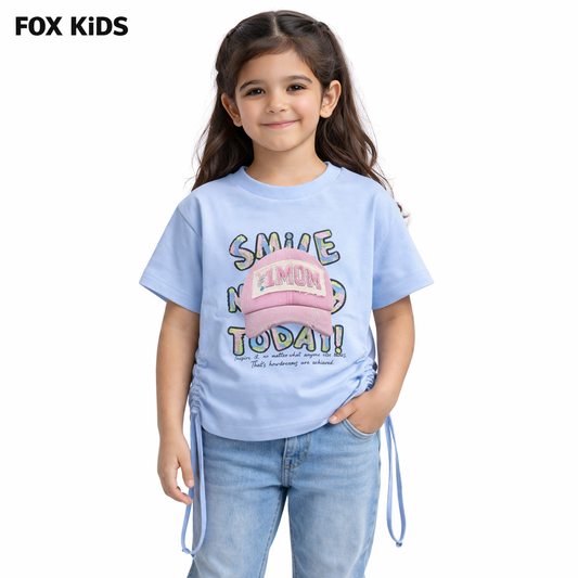 Pink girls' T-shirt from Fox Kids with playful print, soft fabric, and comfortable fit for casual wear.