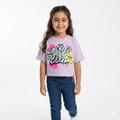 Pink girls' T-shirt by Fox Kids featuring a playful design, short sleeves, and comfortable cotton fabric.