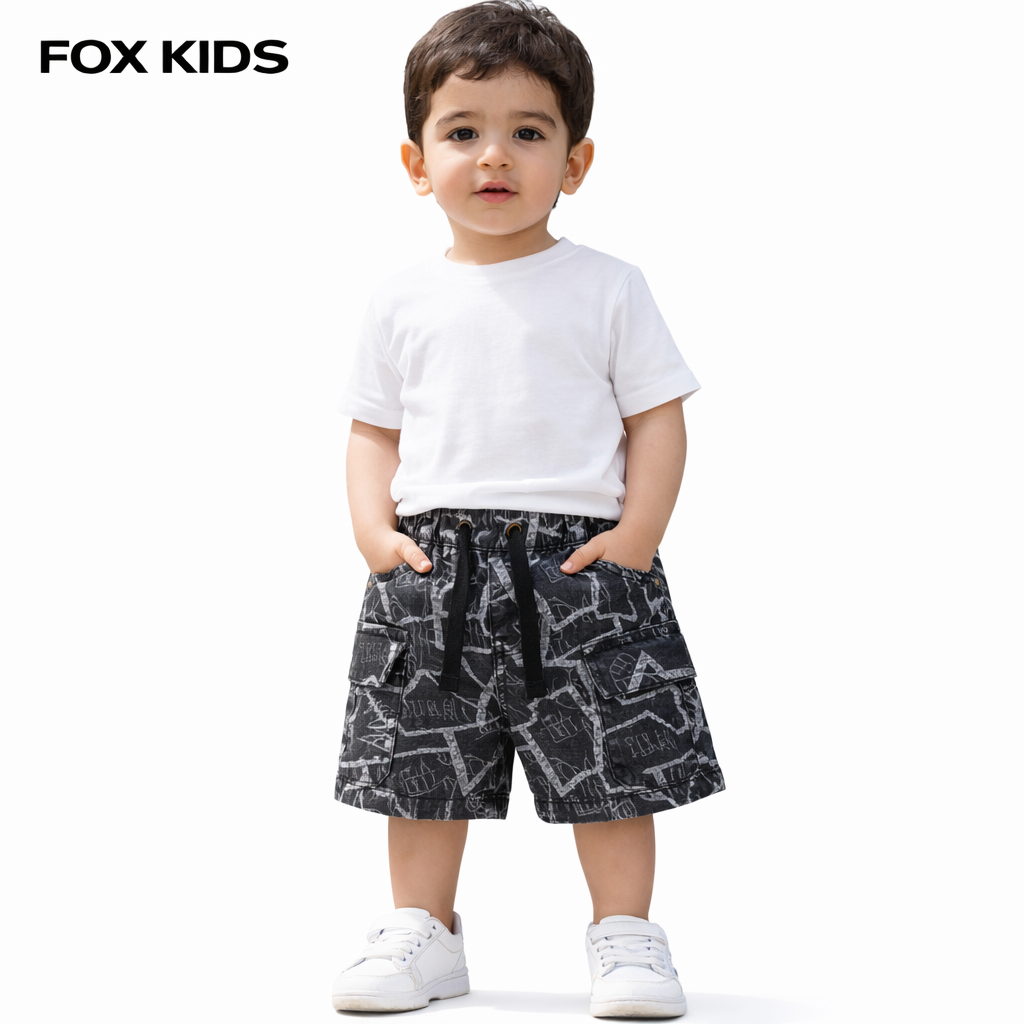 Baby boys waterproof shorts by Fox Kids, lightweight and comfortable, featuring colorful design and elastic waistband.