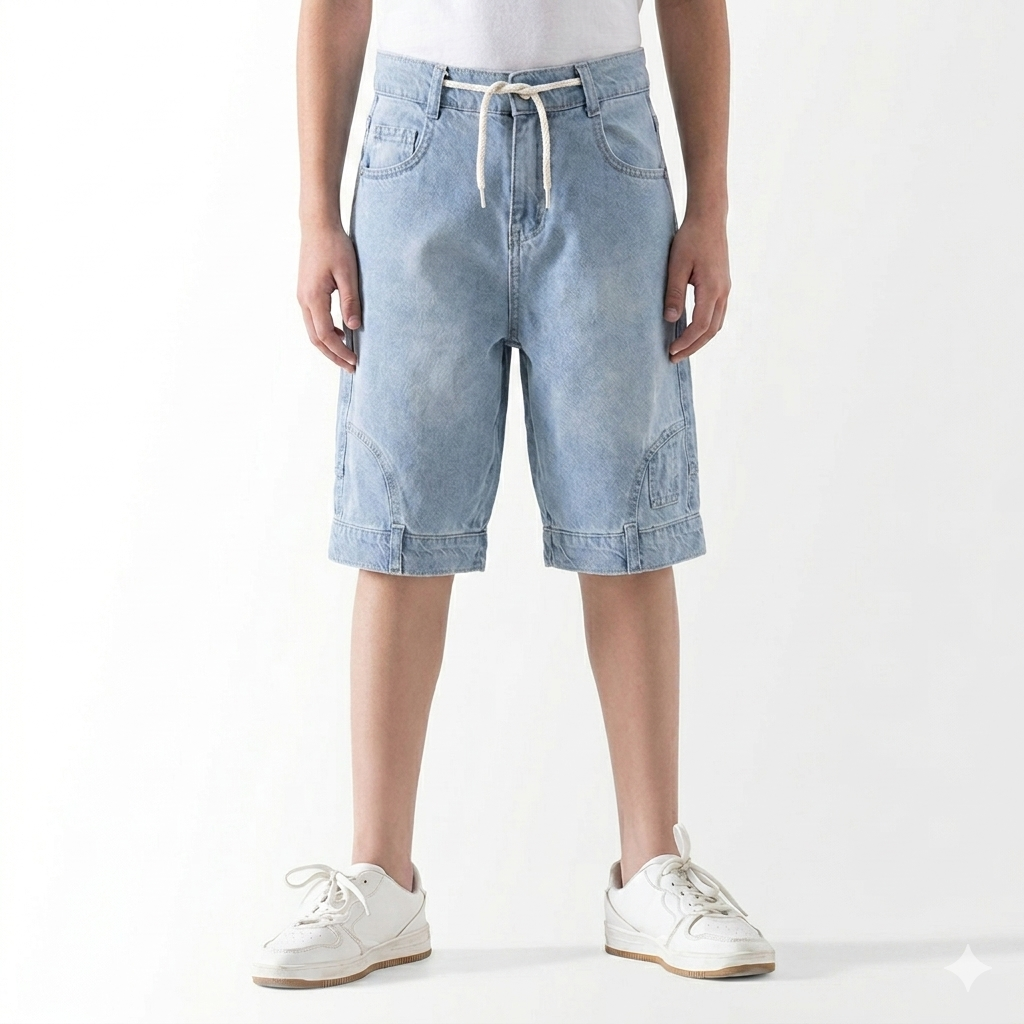 Kids' denim shorts by Fox Kids, stylish blue jeans shorts for boys, featuring a comfortable fit and classic design.