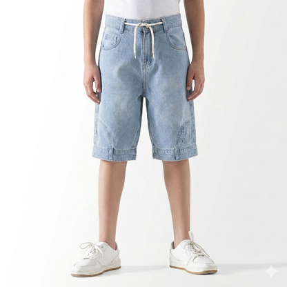 Kids' denim shorts by Fox Kids, stylish blue jeans shorts for boys, featuring a comfortable fit and classic design.