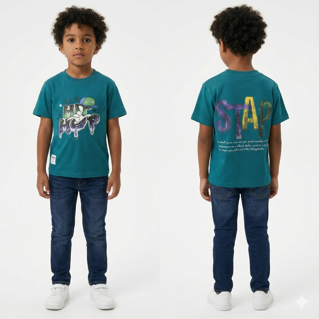 Fox Kids تيشرت أولادى with colorful cartoon print, soft fabric, and comfortable fit for children.