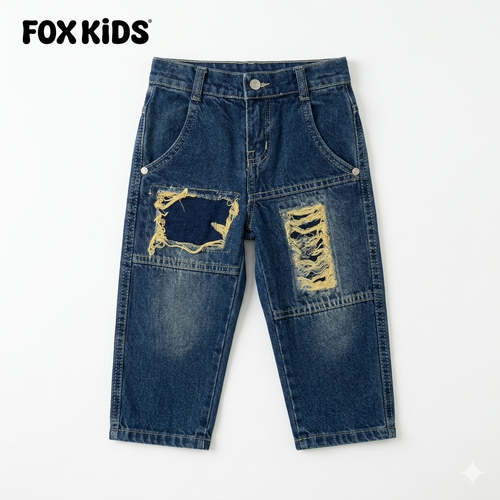 Children's blue denim jeans by Fox Kids, featuring a comfortable fit and classic design, shown in the image.