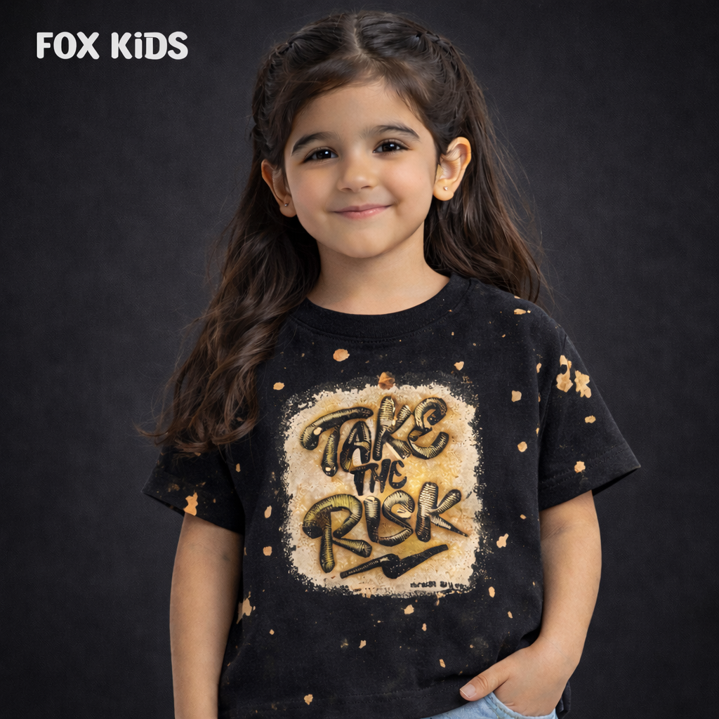 Pink girls' T-shirt by Fox Kids featuring a playful graphic design, made from soft, comfortable fabric.
