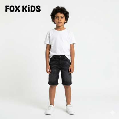 Cute boys' denim shorts by Fox Kids, featuring classic blue jeans fabric and comfortable fit, ideal for casual wear.