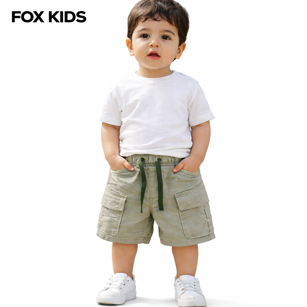 Baby boys' gabardine shorts by Fox Kids, featuring a comfortable fit and stylish design for young children.