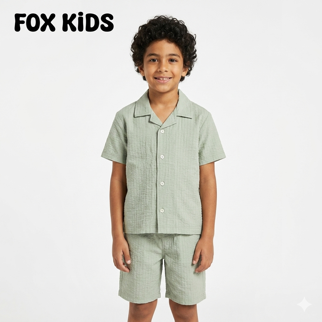 Kids' cotton pajamas set from Fox Kids featuring a comfortable, soft fabric in a stylish design for boys.