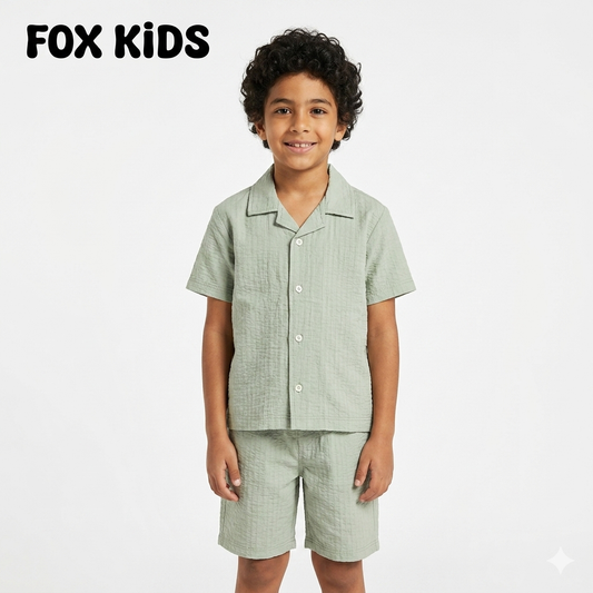 Kids' cotton pajamas set from Fox Kids featuring a comfortable, soft fabric in a stylish design for boys.