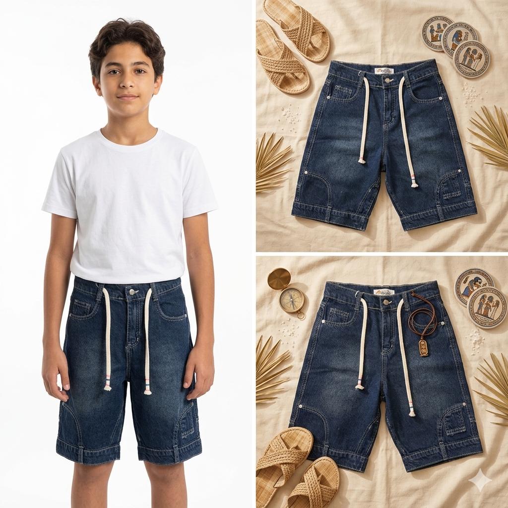 Fox Kids boys' denim shorts, stylish blue jeans for children with pockets and belt loops, casual and comfortable fit.