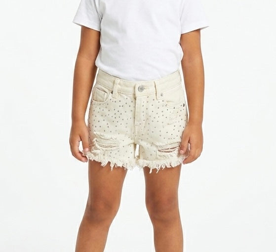 Pink girls' shorts by Fox Kids with stretch fabric, featuring a comfortable waistband and stylish design for casual wear.