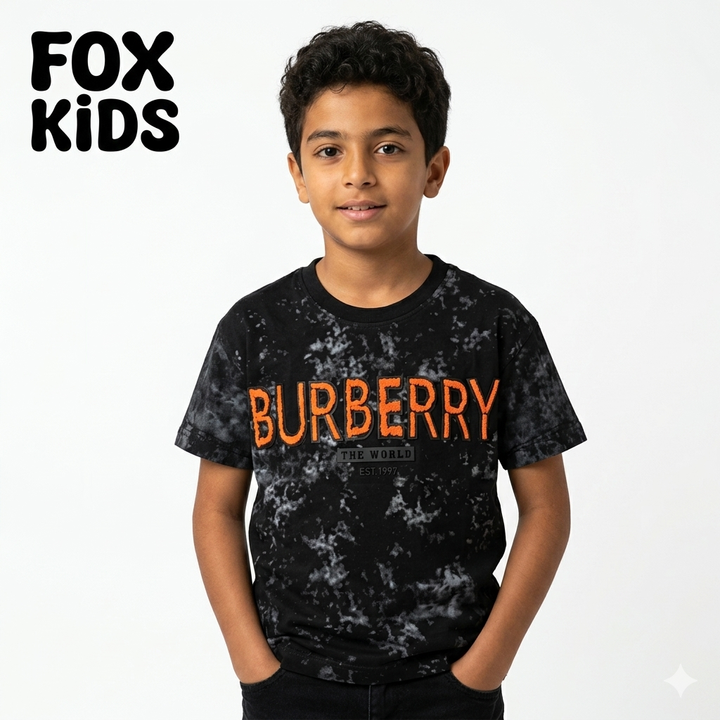 Fox Kids تيشرت أولادى with colorful cartoon print, short sleeves, and comfortable fabric for kids.