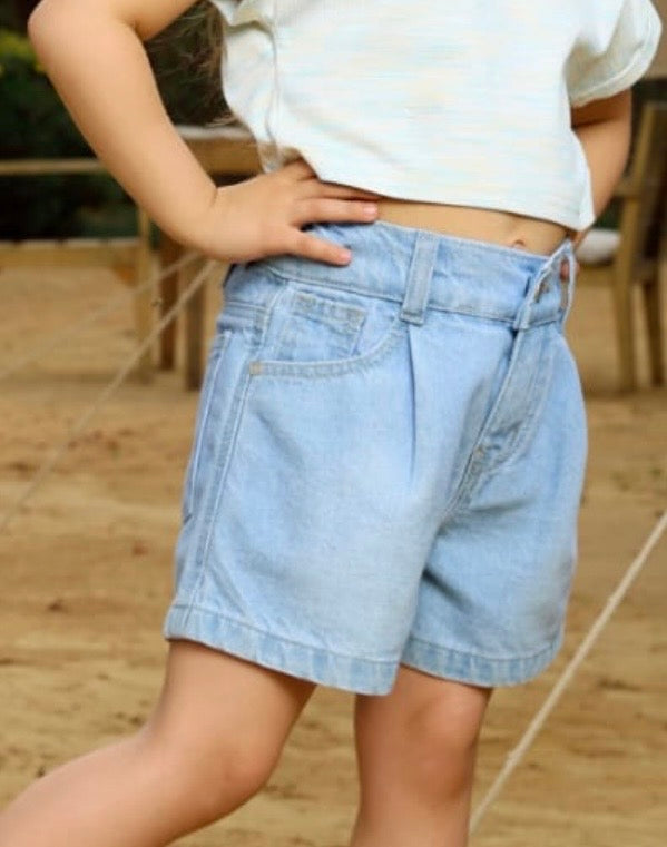 Girls' denim shorts by Fox Kids, featuring a stylish design with pockets and a comfortable fit, shown on a white background.