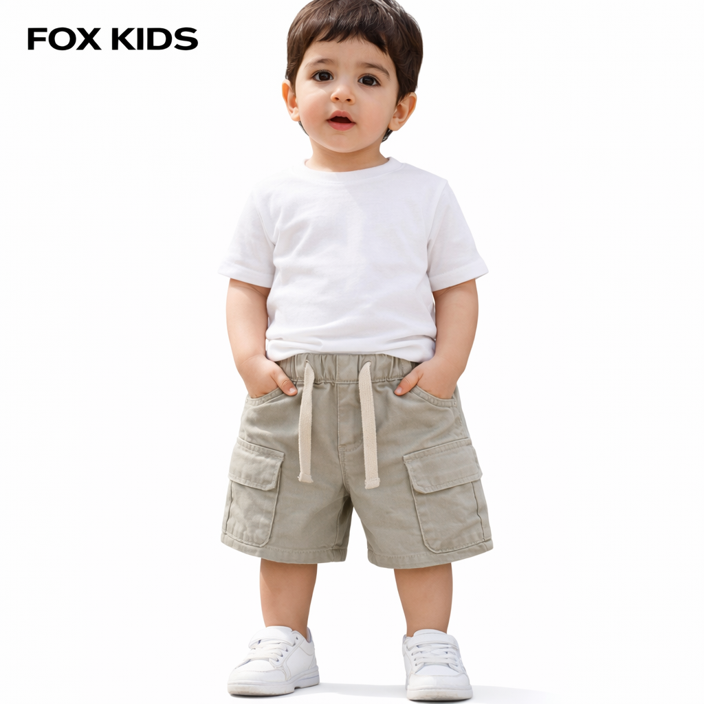Baby gabardine shorts from Fox Kids, featuring a comfortable design with soft fabric and playful style for infants.