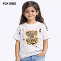 Pink girls' T-shirt by Fox Kids featuring playful prints and comfortable fabric, perfect for casual wear.