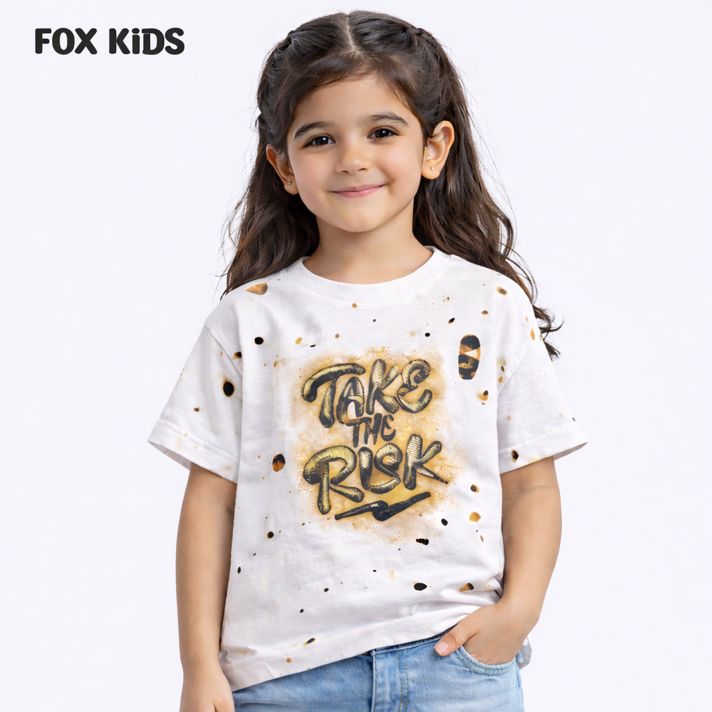 Pink girls' T-shirt by Fox Kids featuring playful prints and comfortable fabric, perfect for casual wear.