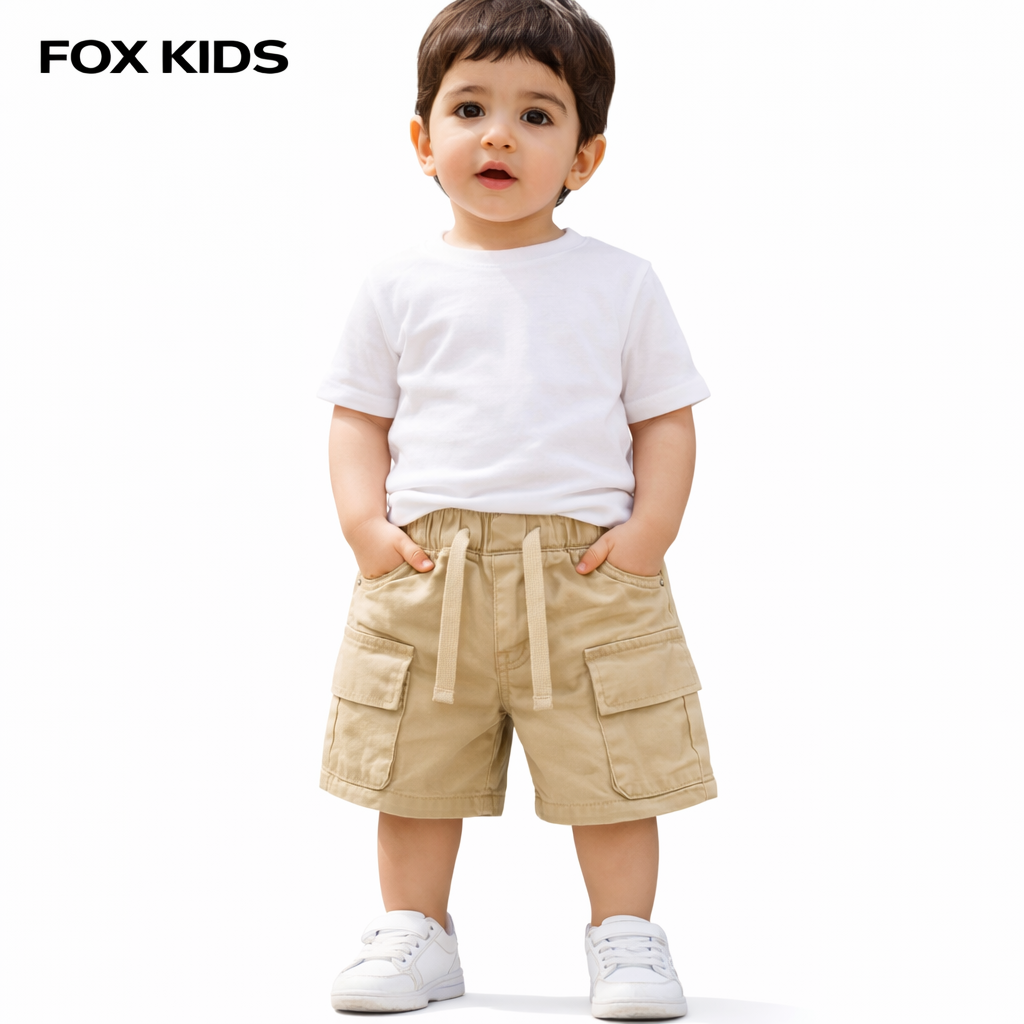 Baby boys' gabardine shorts by Fox Kids, featuring a comfortable design and stylish look in soft fabric.
