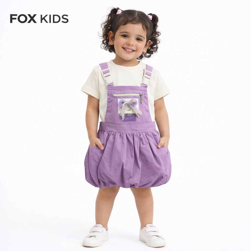 Cute pink girls' jumpsuit by Fox Kids, featuring playful design and comfortable fabric, perfect for everyday wear.