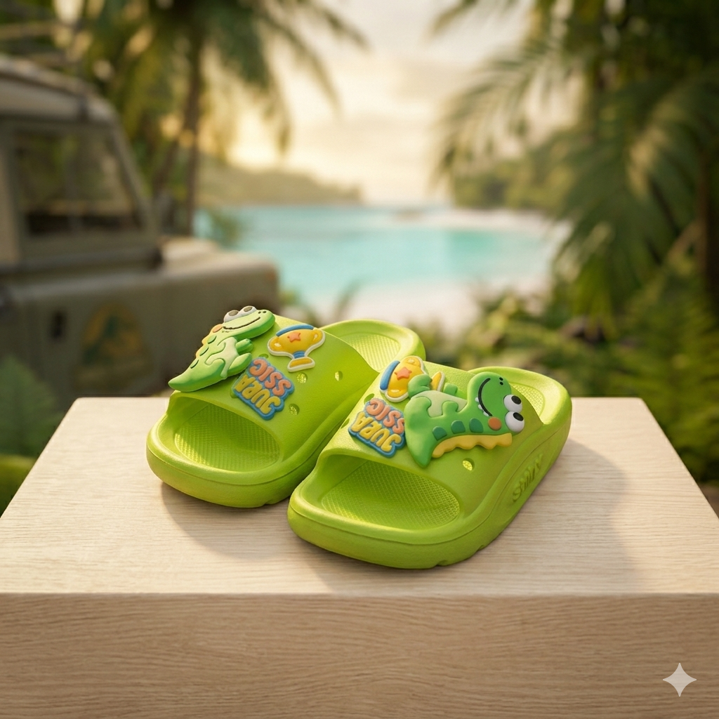 Imported Fox Kids slippers featuring colorful, soft fabric with fun cartoon designs for kids' comfort and style.