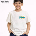 Off-white Fox Kids T-shirt for boys featuring a casual fit and comfortable fabric, shown on a plain background.