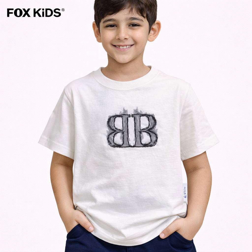 Fox Kids Balenciaga-style children's T-shirt with colorful logo print on soft fabric.
