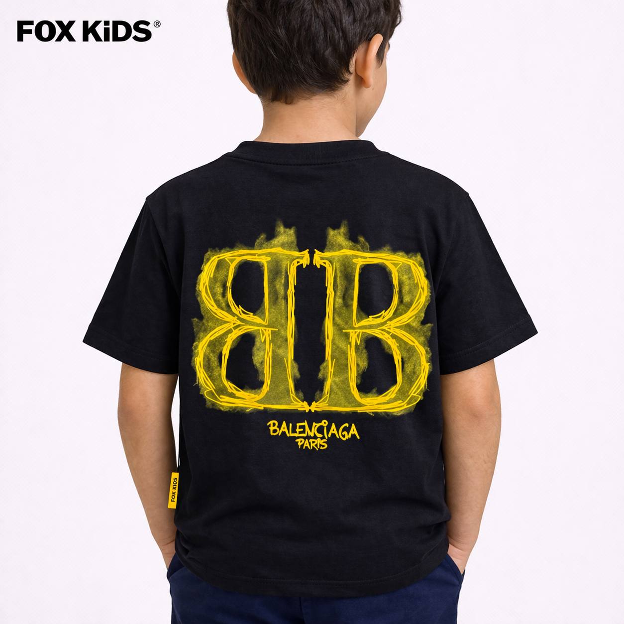 Fox Kids Balenciaga boys' T-shirt featuring a stylish design, soft fabric, and comfortable fit for kids' casual wear.