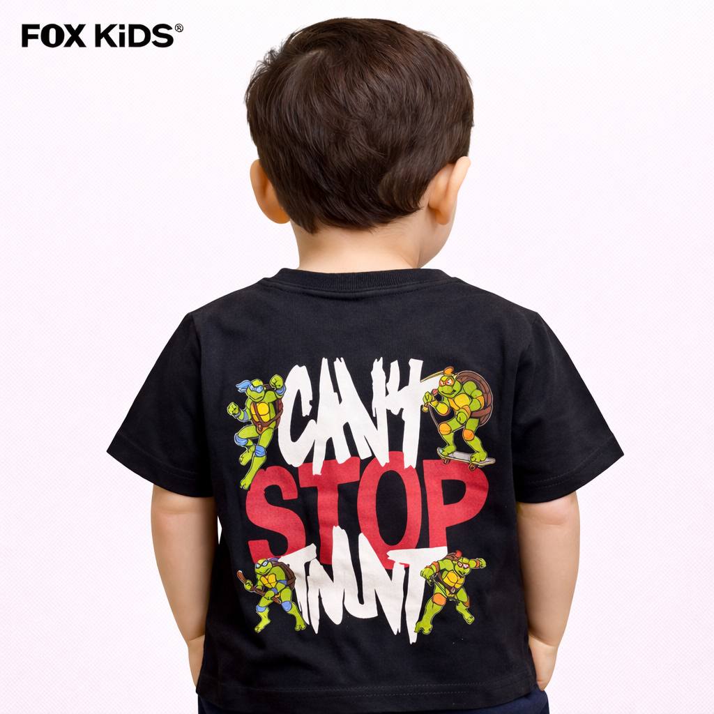 Fox Kids تيشرت أولادى مصنوع من القطن بطلاء ملون وتصميم مريح مناسب للأطفال، يعرض الصورة على خلفية بيضاء