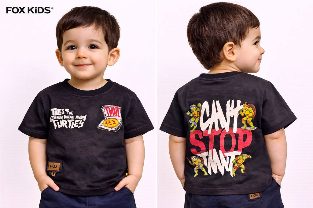 Colorful Fox Kids boys' T-shirt with playful graphic design, made from soft fabric for comfortable wear.
