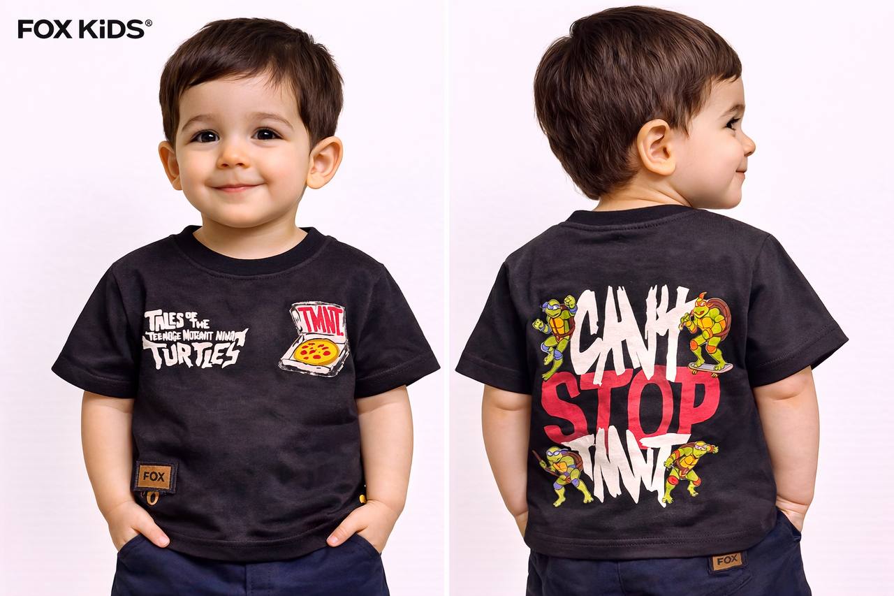 Colorful Fox Kids boys' T-shirt with playful graphic design, made from soft fabric for comfortable wear.