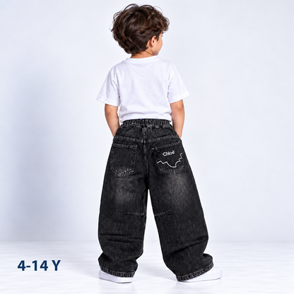 Ripped Wide-Leg Jeans