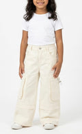 Fox Kids girls' waterproof trousers, light blue color, durable fabric, suitable for outdoor activities and rainy weather.