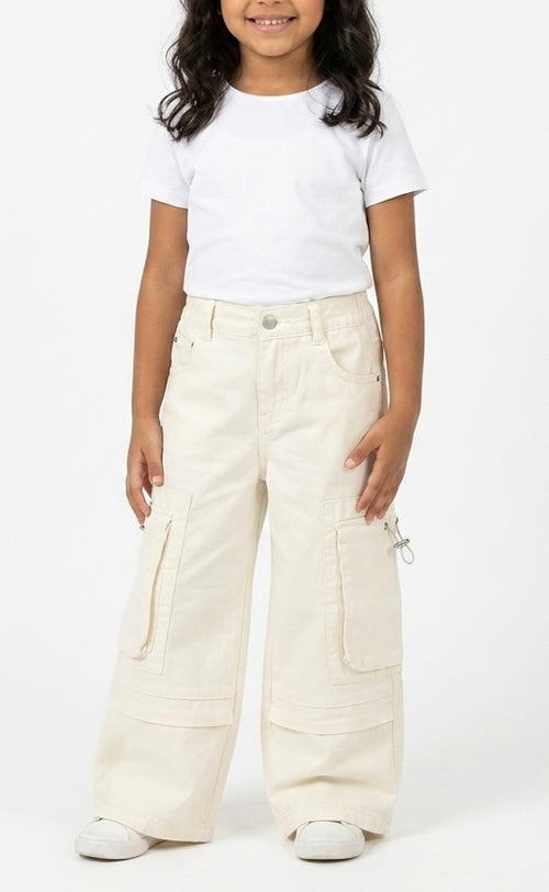 Fox Kids girls' waterproof trousers, light blue color, durable fabric, suitable for outdoor activities and rainy weather.