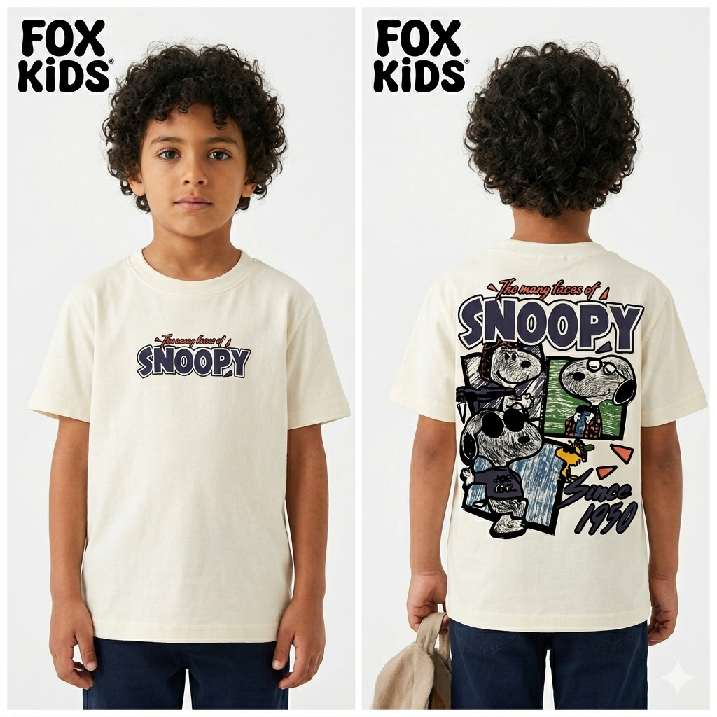 Fox Kids children's T-shirt featuring colorful cartoon design, soft fabric, and comfortable fit for boys.