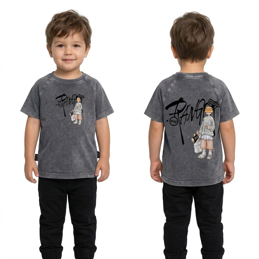 Bright yellow Fox Kids baby boys' T-shirt with playful graphic print, comfortable cotton fabric, and short sleeves.