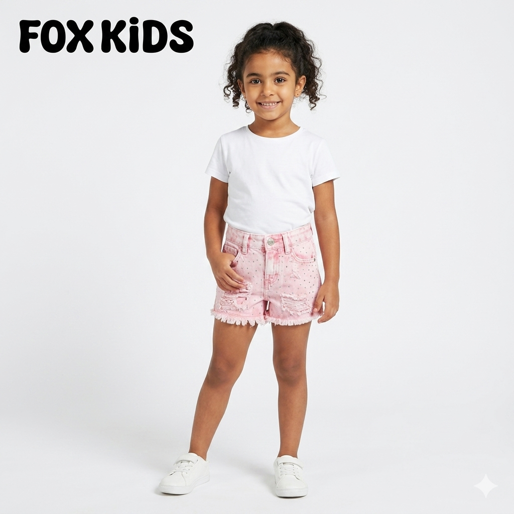 Kids' stress denim shorts by Fox Kids, shown in blue with a casual fit and stylish design.