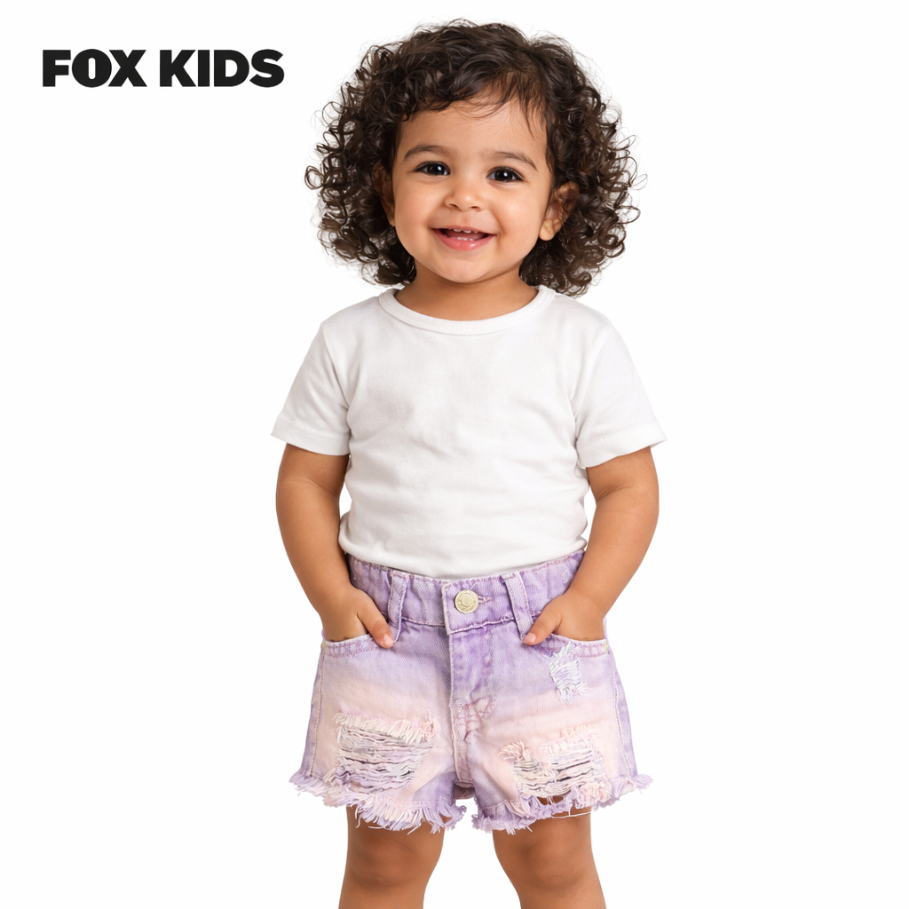 Girls' denim shorts by Fox Kids, featuring a stylish blue design and comfortable fit, suitable for casual wear.