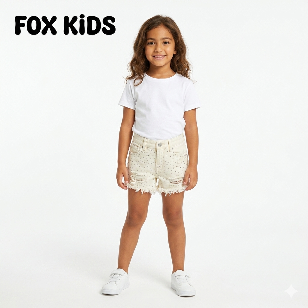 Pink girls' shorts by Fox Kids featuring a comfortable stretch fabric and playful design.