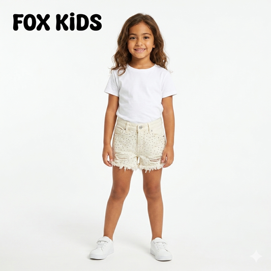 Pink girls' shorts by Fox Kids featuring a comfortable stretch fabric and playful design.