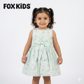 Cute baby girl dress in pink with floral patterns from Fox Kids, featuring a soft, comfortable fabric and adorable design.