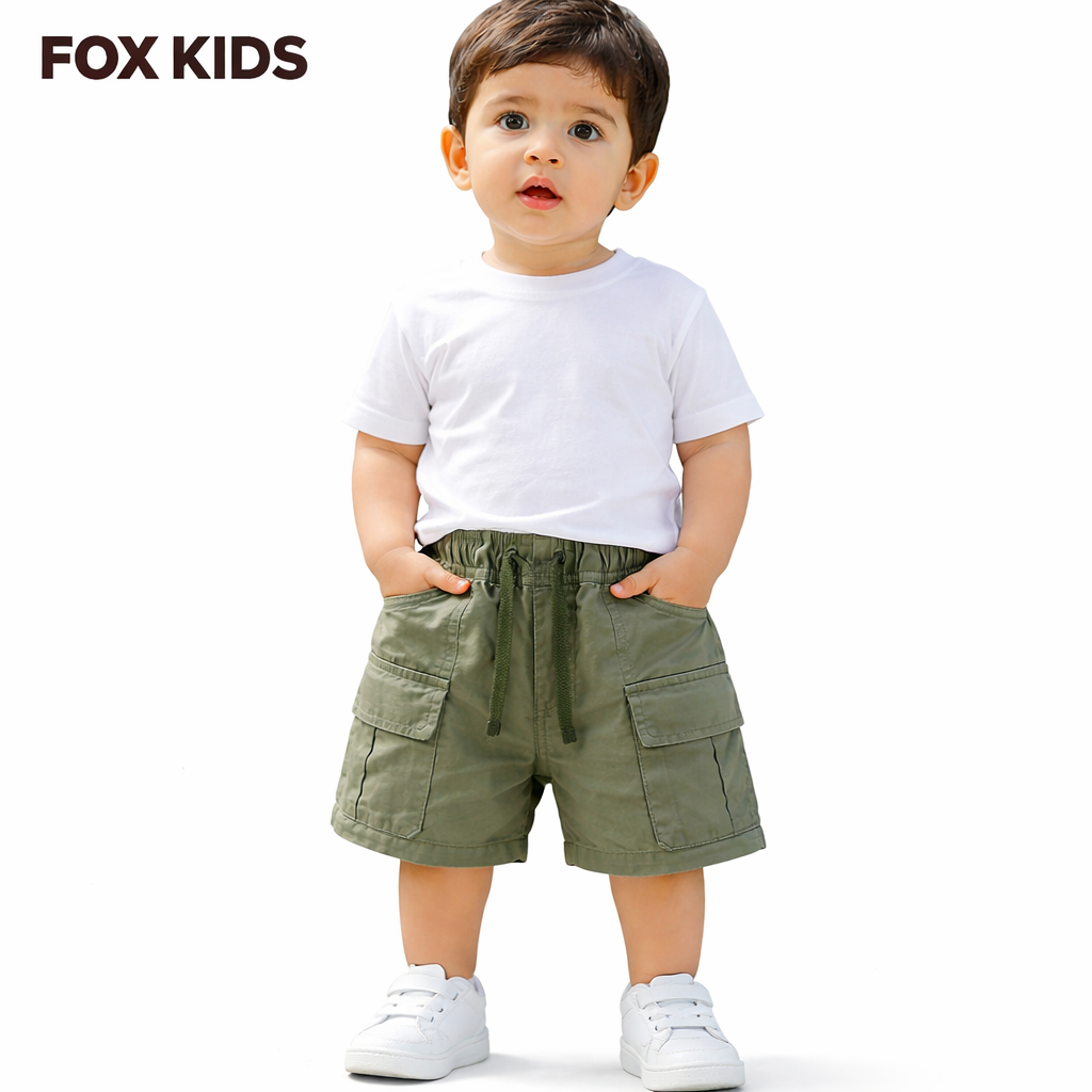 Baby gabardine shorts by Fox Kids, featuring soft fabric and comfortable fit, shown in a stylish design.