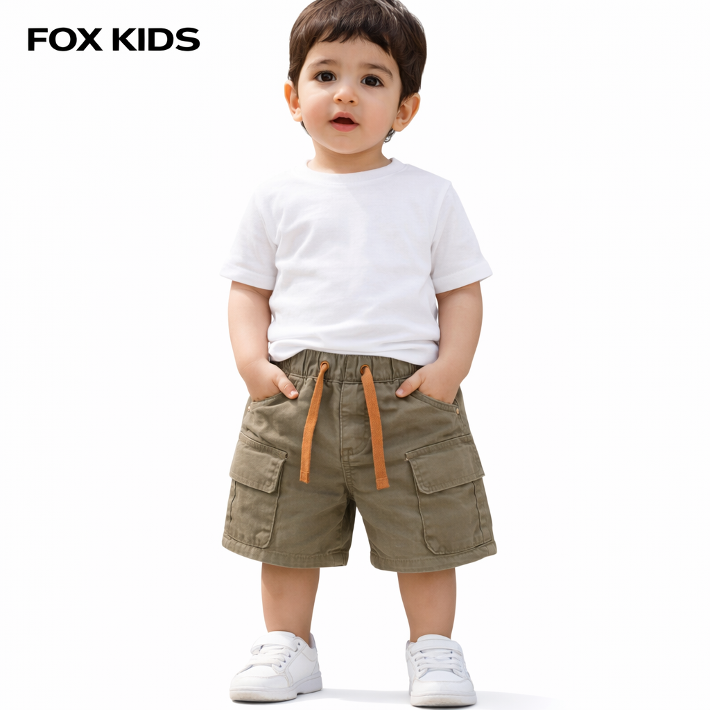 Baby boys' gabardine shorts by Fox Kids, featuring a comfortable design and stylish look for little boys.